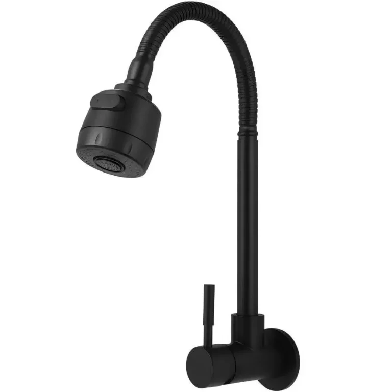 High Strength Chrome Stainless Steel Flexible Tube Wall Faucet For Gourmet Kitchen